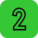 A green square icon featuring the number '2' in bold black font. The number is centered within the square, which has rounded corners, creating a simple and clear visual design.