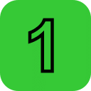 A green square featuring a bold black number one in a stylized font. The background is a bright green, providing a high contrast that makes the number prominent and easy to read.