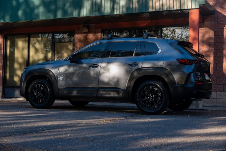 Side profile of a 2026 Mazda CX-50 with full front PPF and ceramic coating